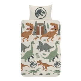 Coco Moon Jurassic World Dinosaur Duvet Bedding Set Ideal Boys and Toddler Dinosaurs Kids Bedroom Accessories Gifts Present (Single)