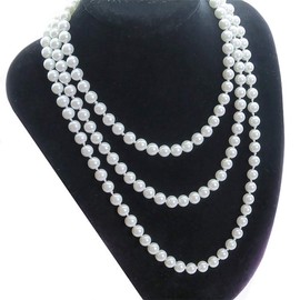 Faux Pearl Necklaces for Women Long Pearl Necklace Costume Jewelry for Teen Girls Layered Choker Necklace Sliver Layered Pendant Jewelry