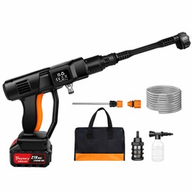 Cordless Pressure Washer Handheld Power Cleaner, Portable Car Washer with 3.0Ah Batteries 6-in-1 Nozzle Battery Operated Power Washer for Cars, Fences, Patio, Bikes Cleaning