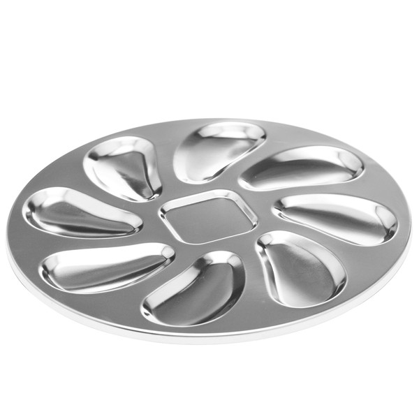 Stainless Steel Oyster Plate for Oysters, Sauce and Lemons, Oyster Shell Shaped Oyster Pan