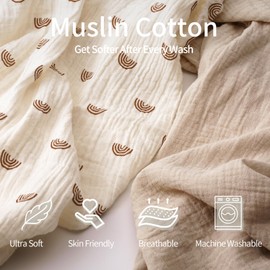 Peepeemax Baby Hooded Towel, Pack of 2, Muslin Cotton Baby Towel Hood, Soft and Absorbent Baby Towel with Hood, Suitable for Newborns and Babies 0-18 Months, 76 x 76 cm, Rainbow