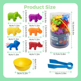 Counting Animals Matching Games, JOMWEN Sorting Stacking Toys with Bowls, Montessori STEM Toy set Preschool Learning, Sensory Toy for Age 3 4 5 6+ Toddlers Kids Boys Girls