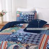 DJY Patchwork Quilt Set Queen Size Navy Blue Bedspread Boho