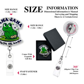Cusrtyh Sana Sana Colita De Rana Funny Badge Reel Retractable with Alligator Clip, Nurse Work ID Card Badge Reel, Gifts for Nurse Doctor Nursing Student Teacher Doctor RN LPN Nursing Pharmacists