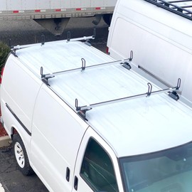 Vantech GFY Heavy Duty 3 Bar Ladder Roof Rack Compatible with: Chevy Express All Year & Trims (White)