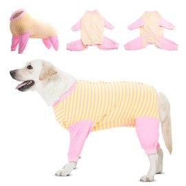 LovinPet Dog Recovery Suit for Large Medium Dogs - Full Coverage Dog's Bodysuit Wound Protective Surgical for Abdominal Wounds After Surgery Anti-Licking Cut-Out Design of Abdomen,Buttons,3XL