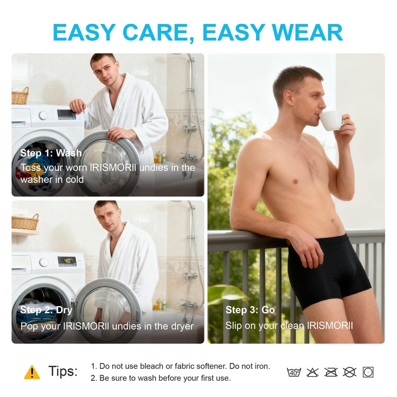 IRISMORII Incontinence Underwear for Men Washable Urinary Leak Proof Absorbent