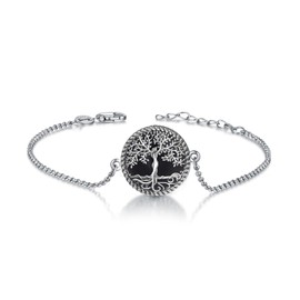 YAFEINI Tree of Life Bracelet 925 Sterling Silver Tree of Life Bracelet Jewellery Gifts for Women, Silver