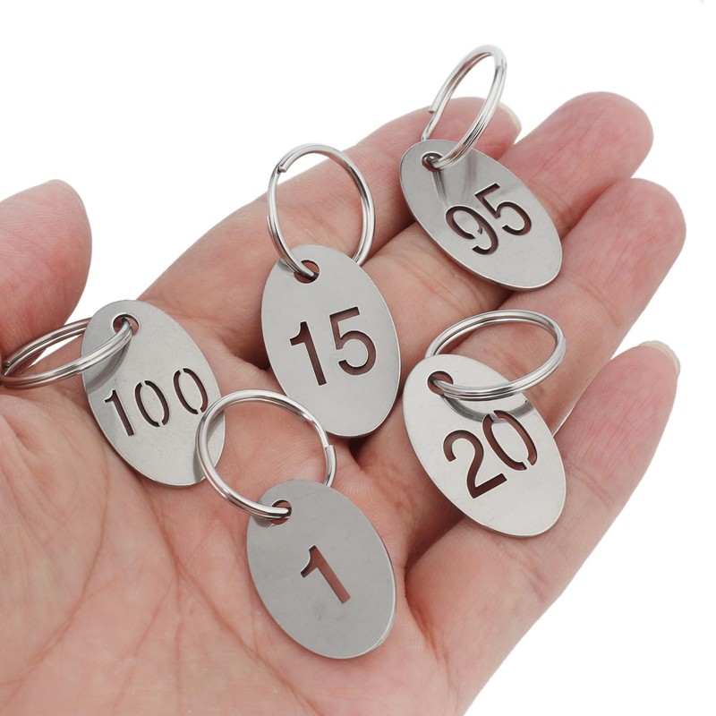 Oval Number Tags with Rings, 304 Stainless Steel Key ID