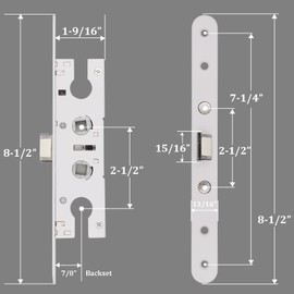 Eockatoo 2 Point Bolt Mortise Lock Body Replacement Parts Fit Pella Storm Door Handleset, White
