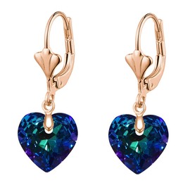 Peach Heart Earrings Clover French Lever back Ear Hook Gem Cutting Surface Crystal Earrings Crystal Women's Gifts,Rose Gold Platinum Plated Dangle Earring For Women Girls, inch, Rose Gold, crystal