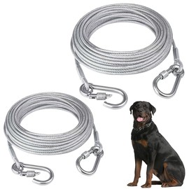 2pzs Correa para Perro, 4,6m + 3m, 5mm de Espesor, Cadena para Perro de Acero Inoxidable para Perros Pequeños y Grandes, para Patios y Camping, Resistencia a Tracción Máxima: 130kg