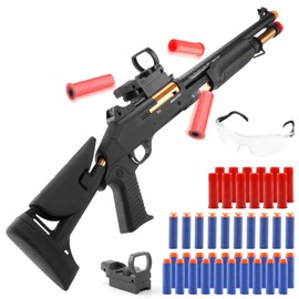 XM1014 Soft Bullet Toy Gun with Ejecting Shells, Metal Toy Shotgun for Boys, Education Toy Foam Blaster Gun for Indoor and Outdoor Play, Shell Ejecting Toy Gun for Kids Halloween Christmas (Black)