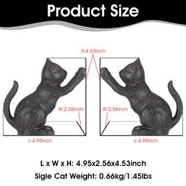 Cat Decorative Bookends, Cute Book Ends to Hold Books, Bookends for Shelves, Unique Cast Iron Book Stopper for Heavy Books, Cat Office Decor, 1 Pair/2 PCS