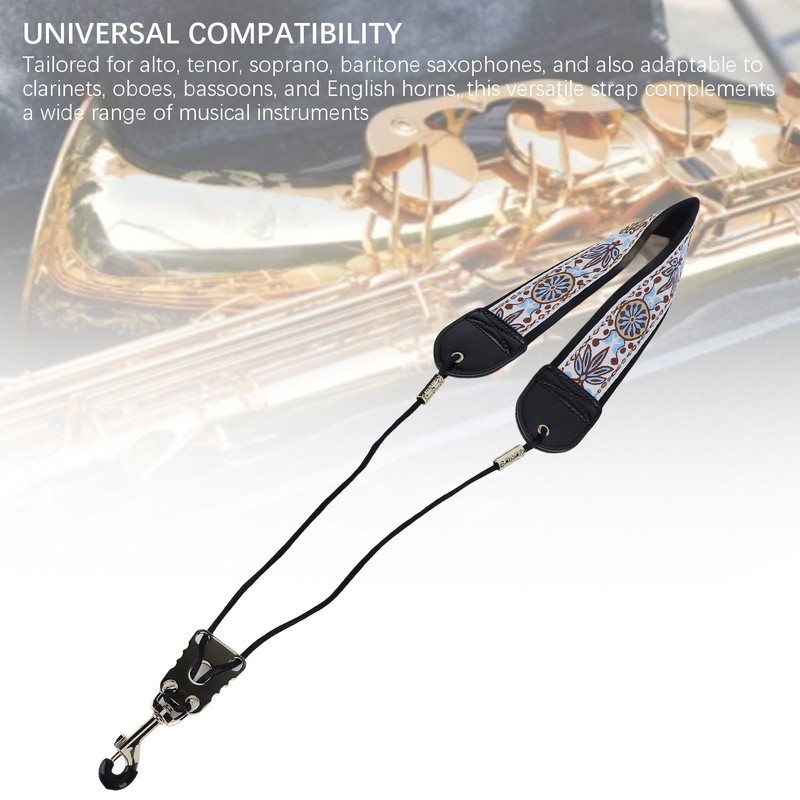 Embroidery Saxophone Neck Strap for Alto Tenor Sax Adjustable Instrument