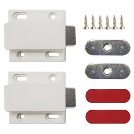 Magnetic Push latches Without Nail Installation Push to Open Door Latch Magnetic Touch latches Kitchen Door Push Release Latch for Closing and ejecting Drawers and Cabinet Doors (White 2 Pack)
