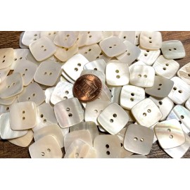 Unbranded 6 Fabulous Iridescent Cream Square River Pearl MOP Buttons 17mm 11/16" 12751