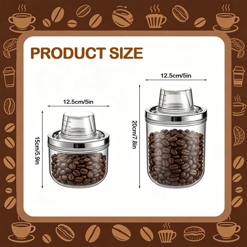 CINPIUK 2 Pack Clear Coffee Canister with Lid & Measuring