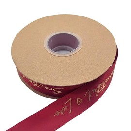 Lmlliang Silk Gift Wrapping Ribbon 50Yards 1inch Wide Letter Printing Satin Ribbon for Gift Wrapping Crafts Hair Bows Flowers Packaging Wedding Decoration(Red)