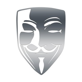 Guy Fawkes Mask Sticker Vinyl Decal Notebook Car Laptop 4" x 5.5" (Silver)
