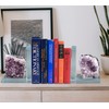 AMOYSTONE Heavy-Duty Amethyst L-Shaped Glass Bookends, 1 Pair (4-6 LBS)
