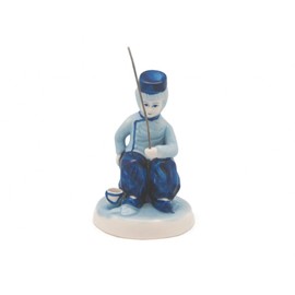 Delft Blue Figurine: Dutch Boy Fishing