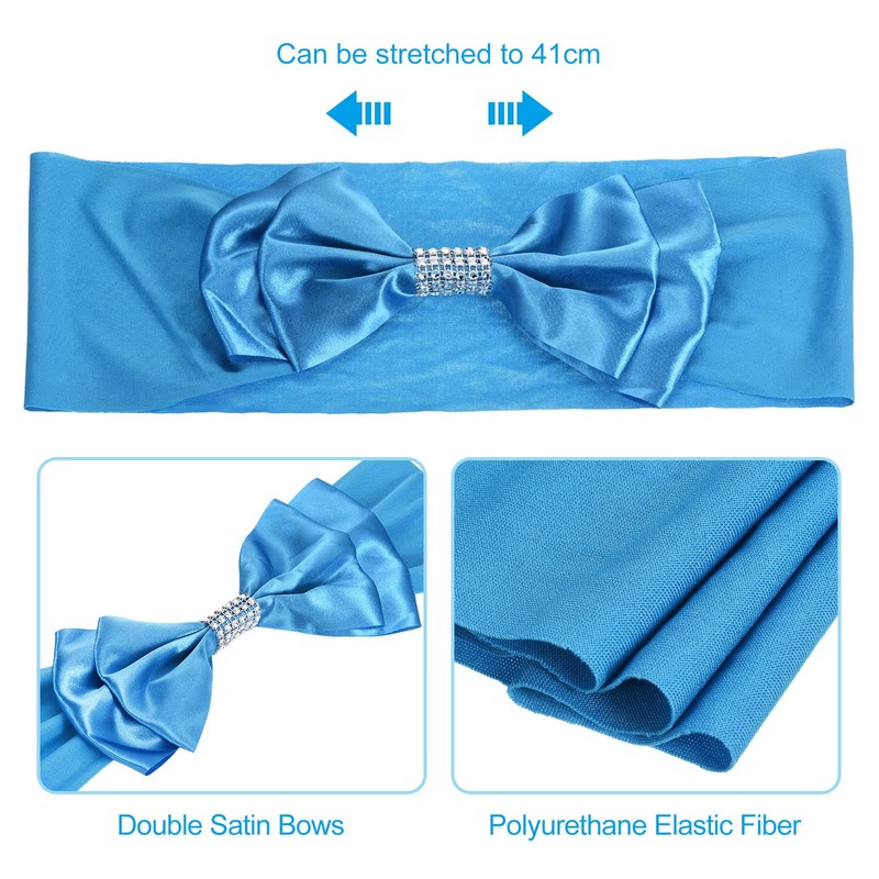 PATIKIL 12"x8" Chair Sash Bow, 20 Pack Spandex Stretch Chair