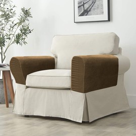 Kaket 2 PCS Sofa Armrest Covers, Chair Arm Protectors Stretch, Sofa Armchair Couch for Sofa, Armchair, Couches, Recliner (Light Brown)