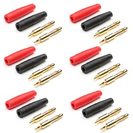 VUNIVERSUM 10 Pairs (20 Pieces) 4 mm 2 Pin Banana Plug Gold Plug Connector for Charger Charging Cable Laboratory Red Black DIY Pins Soldering