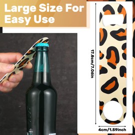 4 Pcs Flat Bottle Opener Heavy Duty Stainless Steel Bottle Opener Beer Bottle Opener for Kitchen Bar Restaurant, 7 Inches (Leopard Print)