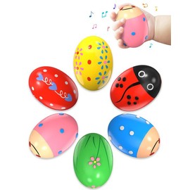Tonberless Tonberless 6 Pack Wooden Percussion Musical Shaker Easter Basket Stuffers for Toddler, Prefilled Easter Eggs Fillers Basket Essentials for Gifts Toys for Toddlers Kids Babies Boys Girls