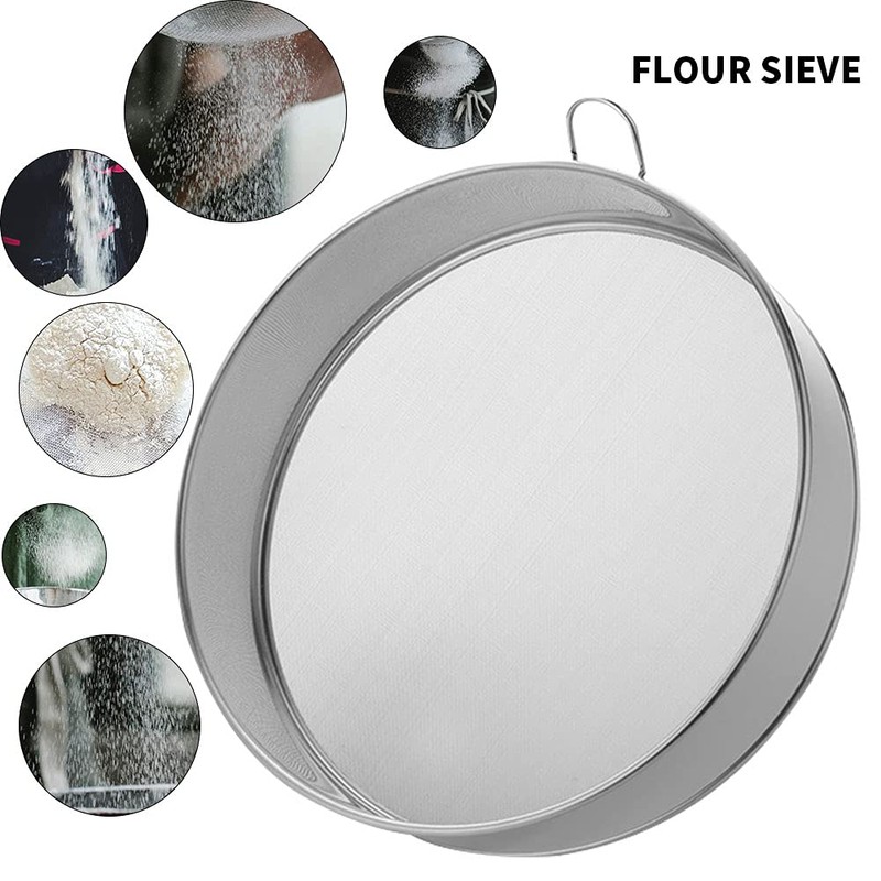 DASNTERED Flour Sieve, Sieve Fine Mesh Kitchen Home Stainless Steel