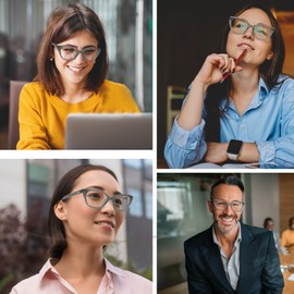 Blue Light Blocking Glasses for Men and Women, Square Thick Frame, Non-Prescription Clear Lens Eyewear (Gray)