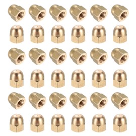 MECCANIXITY Acorn Hex Cap Nuts, M4x0.7mm Brass Dome Head Hex Decorative Cap Nuts for Screws Bolts Industrial Mechanical Electrical Equipment Repair Hardware(Gold Tone, Pack of 36)