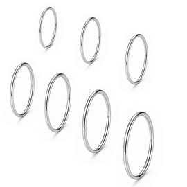 COYUN 7 Pieces Silver Rings for Women, Stainless Steel Simple Stackable Ankle Rings, Minimalist Finger Ring, Boho Thumb Ring Women