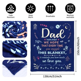 ACAROMAY Dad Gifts from Daughter and Son, Daddy Birthday Gifts for Men Best Dad Throw Blanket Gifts for Father Christmas Decoration Blanket 150x130CM (Dad-A)