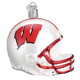 Old World Christmas University Badgers Glass Blown Ornaments for Christmas Tree, Wisconsin Helmet