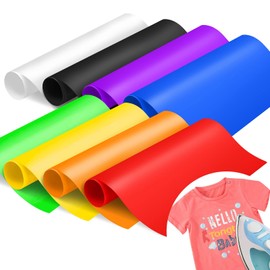 Heat Transfer Vinyl, 8 Pcs Iron on Vinyl for T Shirts- Assorted Color HTV Vinyl Roll Permanent Transfer Tape Sheets for DIY Heat Vinyl Design (30cm X 21cm)