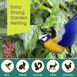 Bird Netting for Garden, 26 x 49FT Heavy Duty Anti Bird Netting Mesh with Ties and Landscape Staples for Vegetable, Fruit Trees & Other Plants, Lasting Against Birds Squirrels and Poultry, Black
