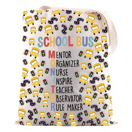 JNIAP Student Delivery Specialist Gift Bus Monitor Tote Bag Bus Aid Attendant Gift (Sch-ool Bus Mentor Tote Bag)