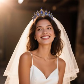 Kamirola - Queen Crown and Tiaras Princess Crown for Women and Girls Crystal Headbands for Bridal, Princess for Wedding and Party (Black & Blue)
