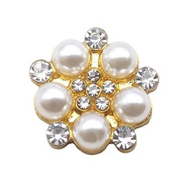 10PCS Metal Pearl Rhinestone Button for Clothing Decoration DIY Hand-Stitched Exquisite Bow Hair Accessories