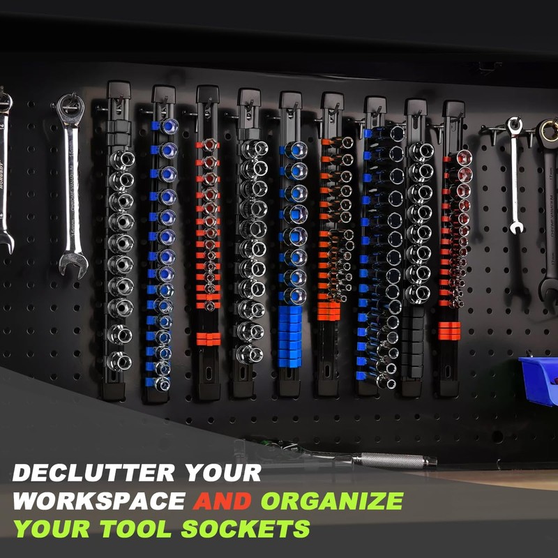 6 Pcs Socket Organizer Rail Set, Premium Socket Holder, Heavy-Duty