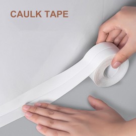 2 Rolls Caulk Tape for Bath and Kitchen, Self Adhesive Caulking Strip for Toilet Base, White Caulk Tape for Toilet Base, Bathroom Shower Sink Edge Protector 1.5" x 10.5 Ft (White)