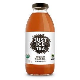 Just Ice Tea Organic Iced Tea, 16 Fl Oz Glass Bottles (Unsweetened Original Black Tea, Pack of 12)