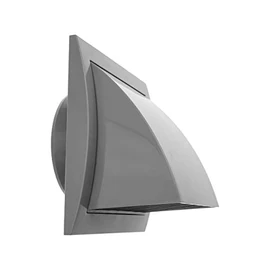4'' Inch / 100 mm Exhaust Hood Vent with Rain Cover and Flap, Grey, Indoor and Outdoor Air Vent Cover, HVAC Exhaust Vent Duct Cover, 6'' x 6'' Inch Exhaust Cap