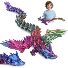 JONRRYIN 3D Printed Dragon, Dragon Toy with Eyes, Creative Toy and Decoration, Adults Children Dragon Egg 3D Decorative Desk Toy Gifts