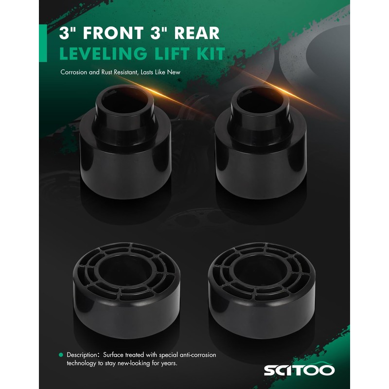 SCITOO 3" Front 3" Rear Leveling Lift Spring Spacer Kit