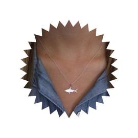 Allereya Vintage Fish Pendant Necklace Small Fish Choker Necklace Silver Metal fish Necklace Sea Animal Necklace Jewelry for Women and Girls