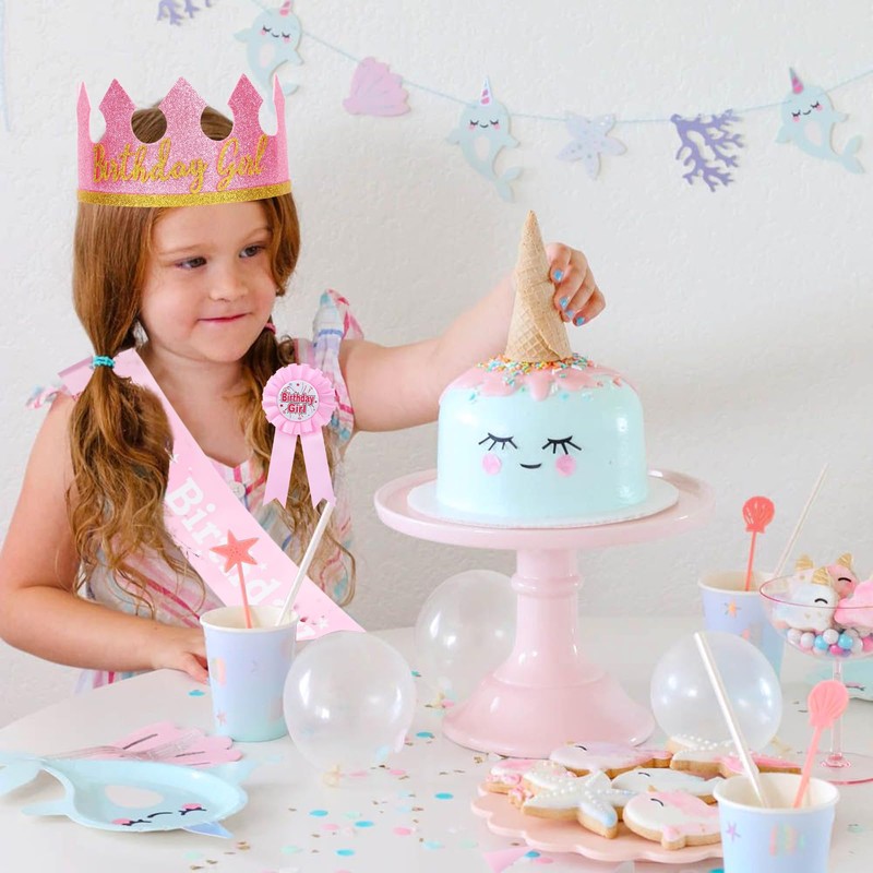 3Pcs Birthday Hat for Boys Girls Birthday Decorations Blue, Happy